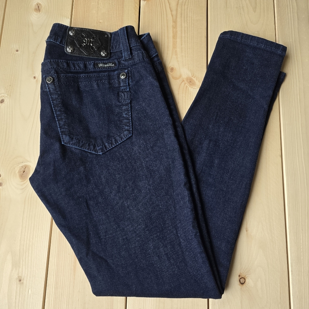 Miss Me Dark Wash Low Rise Sequin Super Skinny Jeans Size 29X30